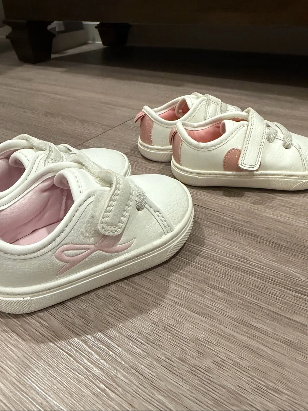 2 pairs! Kids White and Pink Velcro Sneakers - Comfortable Everyday Shoes